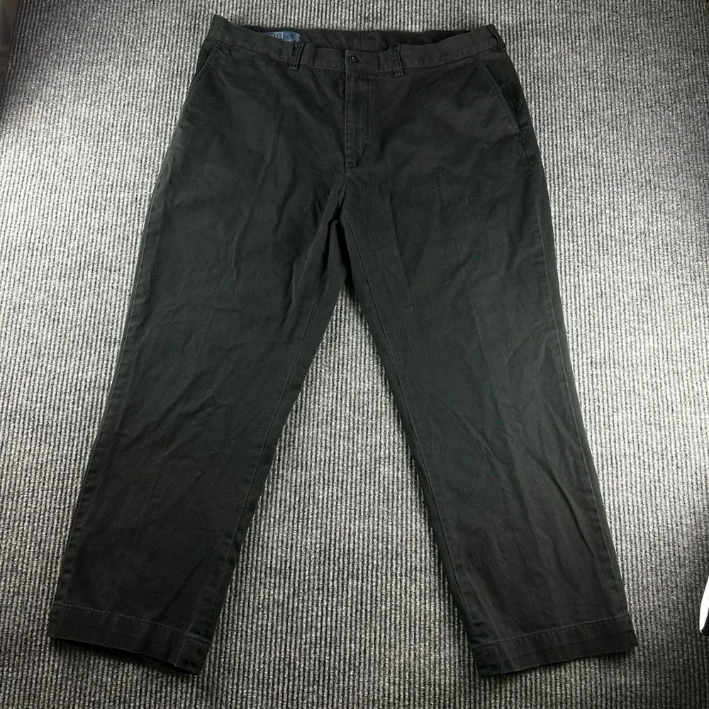Polo Ralph Lauren Preston Pant Mens 40x30 Black Cotton Chino Straight Trousers